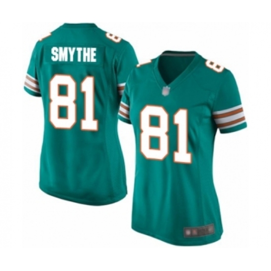 Women's Miami Dolphins #81 Durham Smythe Game Aqua Green Alternate Football Jersey - Ujersey