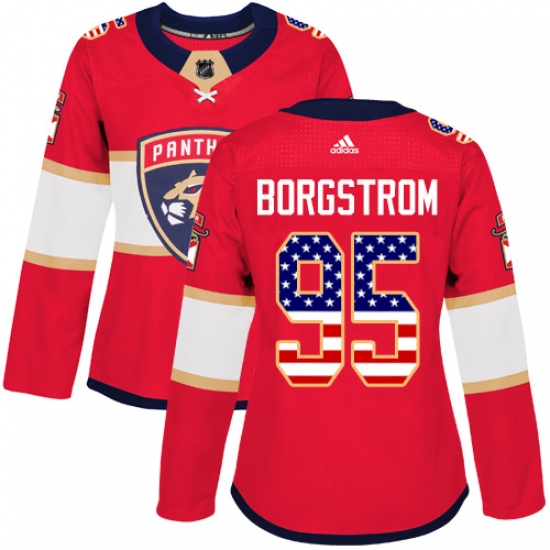 Women's Adidas Florida Panthers #95 Henrik Borgstrom Authentic Red USA Flag Fashion NHL Jersey - Ujersey