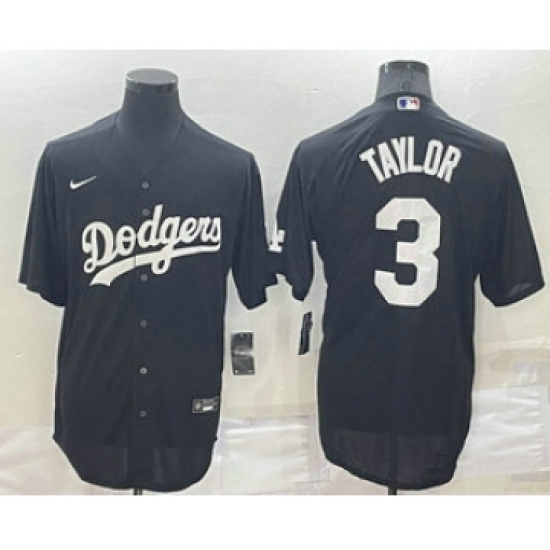 Men's Los Angeles Dodgers #3 Chris Taylor Black Turn Back The Clock Stitched Cool Base Jersey - Ujersey