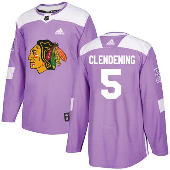 Youth Adidas Chicago Blackhawks #5 Adam Clendening Authentic Purple Fights Cancer Practice NHL Jersey - Ujersey