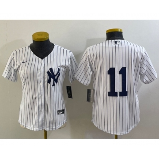 Women's New York Yankees #11 Anthony Volpe White No Name Stitched MLB Nike Cool Base Jersey - Ujersey