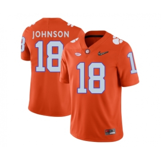 Clemson Tigers 18 Jadar Johnson Orange With Diamond Logo College Football Jersey - Ujersey