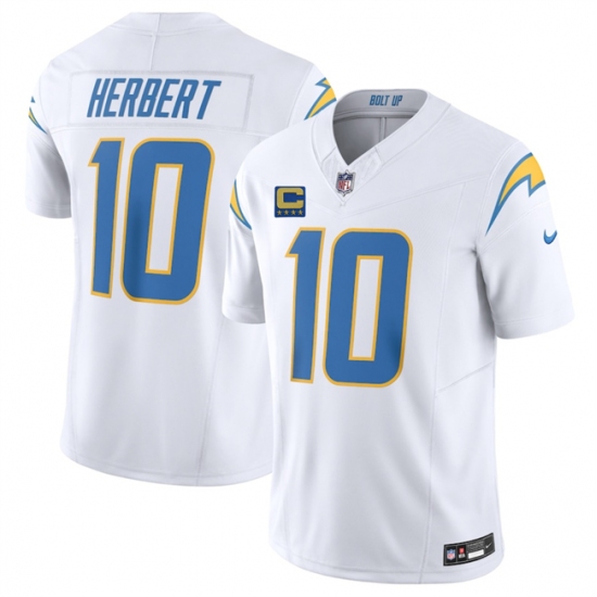 Men's Los Angeles Chargers #10 Justin Herbert White 2025 F.U.S.E With 4-Star C Vapor Limited Stitched Football Jersey - Ujersey