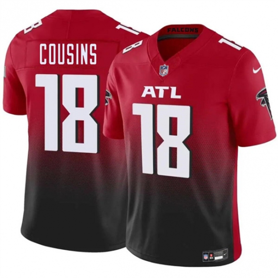 Men's Atlanta Falcons #18 Kirk Cousins Red Black 2023 F.U.S.E. Vapor Untouchable Limited Football Stitched Jersey