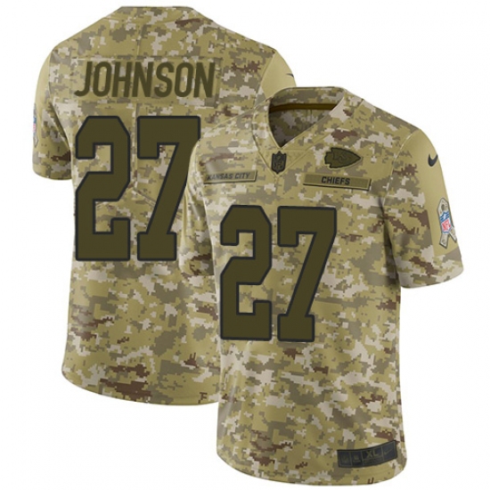 Men's Nike Kansas City Chiefs #27 Larry Johnson Limited Camo 2018 Salute to Service NFL Jersey - Ujersey