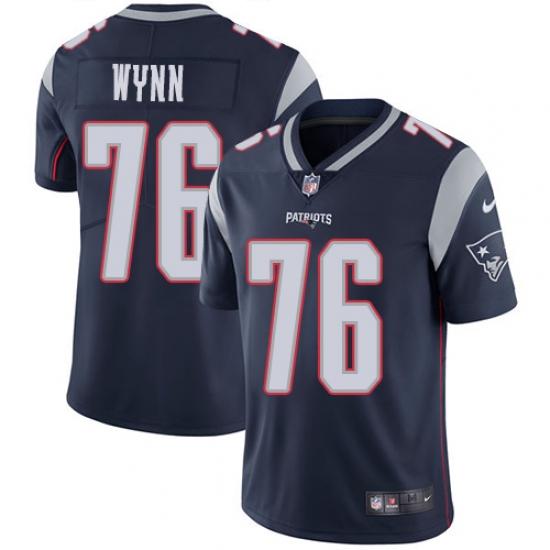 Men's Nike New England Patriots #76 Isaiah Wynn Navy Blue Team Color Vapor Untouchable Limited Player NFL Jersey - Ujersey