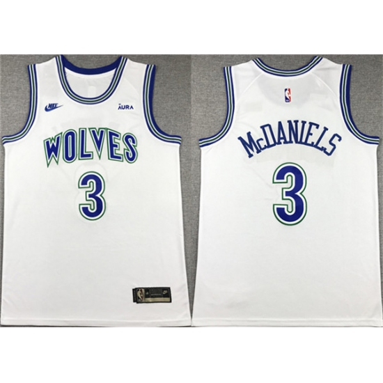 Men's Minnesota Timberwolves #3 Jaden McDaniels White City Edition Stitched Jersey - Ujersey