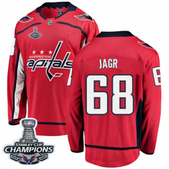 Youth Washington Capitals #68 Jaromir Jagr Fanatics Branded Red Home Breakaway 2018 Stanley Cup Final Champions NHL Jersey - Ujersey