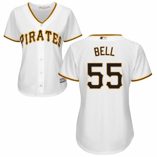 Women's Majestic Pittsburgh Pirates #55 Josh Bell Replica White Home Cool Base MLB Jersey - Ujersey