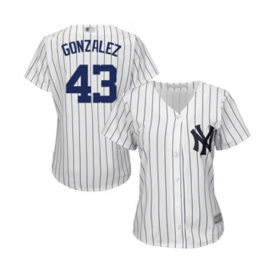 Women's New York Yankees #43 Gio Gonzalez Authentic White Home Baseball Jersey - Ujersey