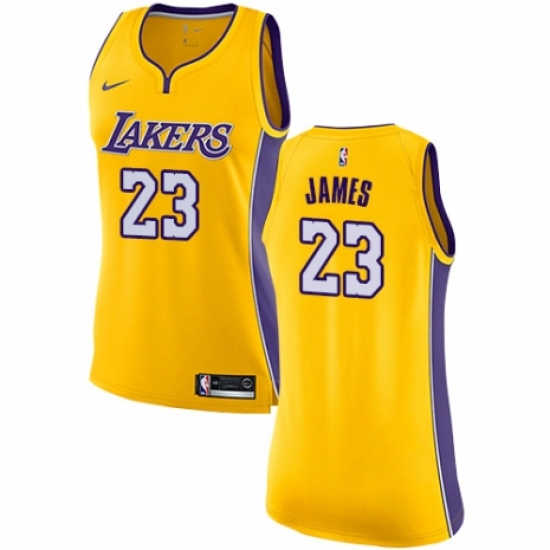 Women's Nike Los Angeles Lakers #23 LeBron James Swingman Gold NBA Jersey - Icon Edition - Ujersey