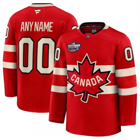 Men's Canada Active Player Custom Red 2025 4 Nations Face-Off Premium Stitched Jersey - Ujersey