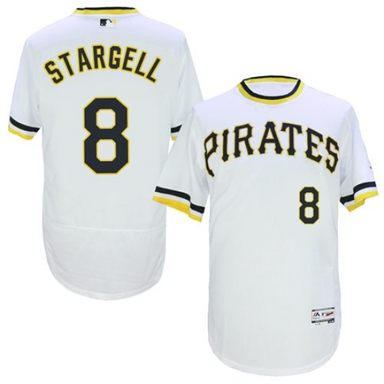 Men's Majestic Pittsburgh Pirates #8 Willie Stargell White Flexbase Authentic Collection Cooperstown MLB Jersey - Ujersey