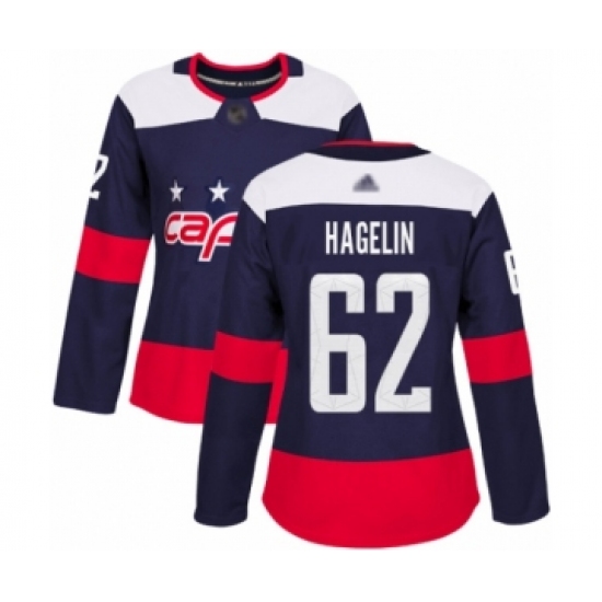 Women's Washington Capitals #62 Carl Hagelin Authentic Navy Blue 2018 Stadium Series Hockey Jersey - Ujersey