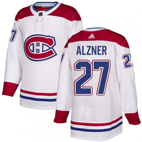 Men's Adidas Montreal Canadiens #27 Karl Alzner Authentic White Away NHL Jersey - Ujersey
