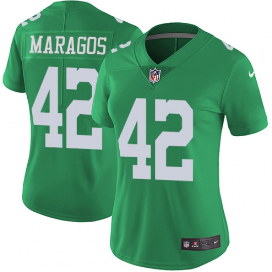 Women's Nike Philadelphia Eagles #42 Chris Maragos Limited Green Rush Vapor Untouchable NFL Jersey - Ujersey