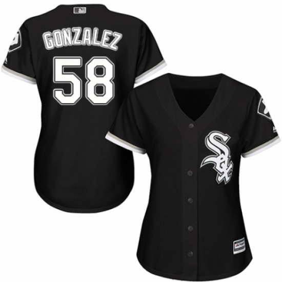 Women's Majestic Chicago White Sox #58 Miguel Gonzalez Replica Black Alternate Home Cool Base MLB Jersey - Ujersey