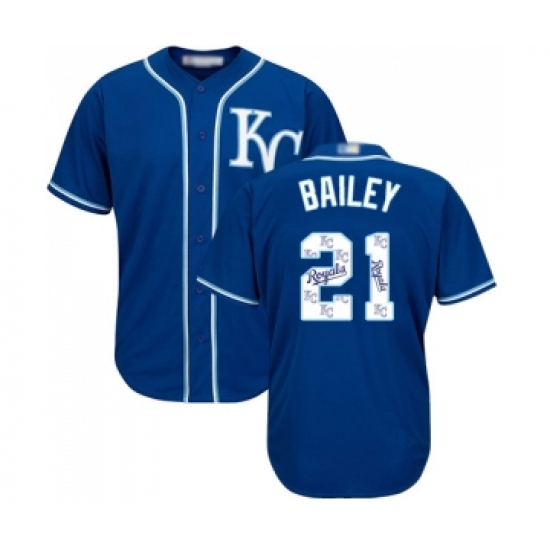 Men's Kansas City Royals #21 Homer Bailey Blue Authentic Blue Team Logo Fashion Cool Base Baseball Jersey - Ujersey