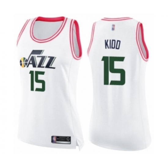 Women's Utah Jazz #15 Stanton Kidd Swingman White Pink Fashion Basketball Jersey - Ujersey