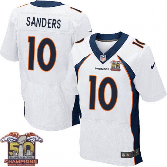 Men's Nike Denver Broncos #10 Emmanuel Sanders Elite White Super Bowl 50 Champions NFL Jersey - Ujersey