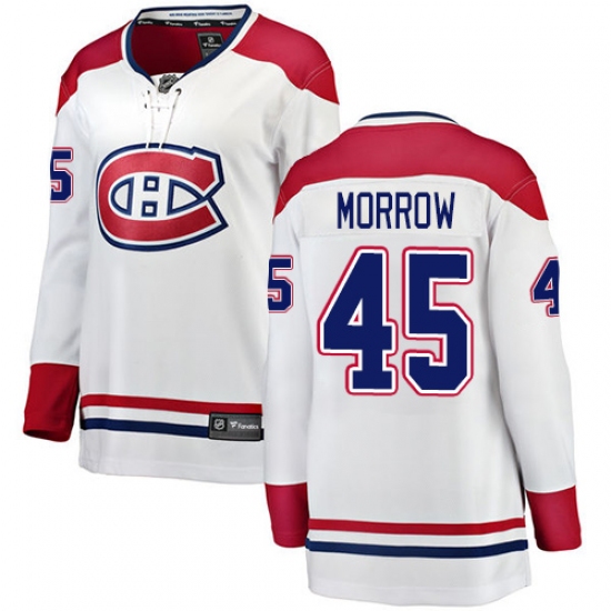 Women's Montreal Canadiens #45 Joe Morrow Authentic White Away Fanatics Branded Breakaway NHL Jersey - Ujersey