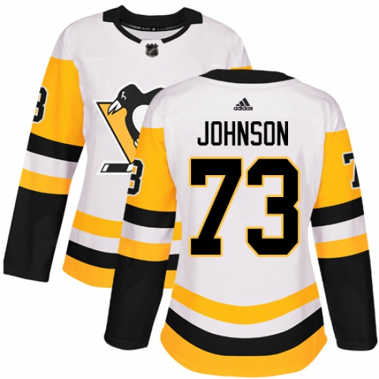 Women's Adidas Pittsburgh Penguins #73 Jack Johnson Authentic White Away NHL Jersey - Ujersey