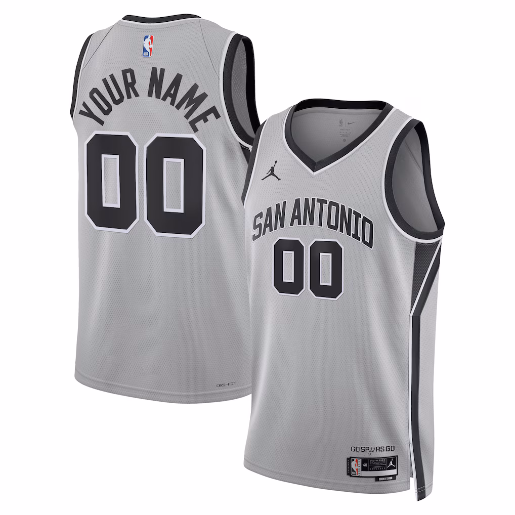 Unisex San Antonio Spurs Jordan Brand Silver Swingman Custom Jersey - Statement Edition