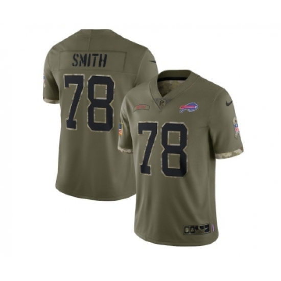 Men's Buffalo Bills #78 Bruce Smith 2022 Olive Salute To Service Limited Stitched Jersey