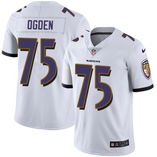 Youth Nike Baltimore Ravens #75 Jonathan Ogden White Vapor Untouchable Limited Player NFL Jersey - Ujersey