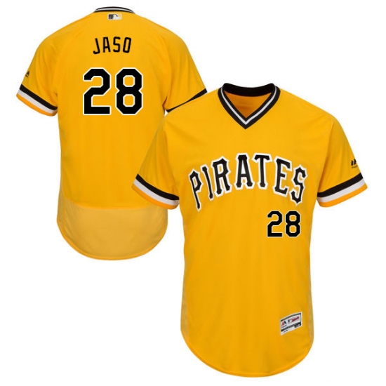 Men's Majestic Pittsburgh Pirates #28 John Jaso Gold Alternate Flex Base Authentic Collection MLB Jersey - Ujersey