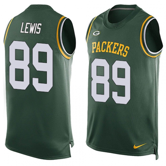 Men's Nike Green Bay Packers #89 Marcedes Lewis Limited Green Player Name & Number Tank Top NFL Jersey - Ujersey