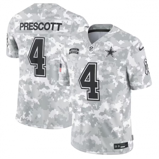 Men's Dallas Cowboys #4 Dak Prescott 2024 Arctic Camo Salute To Service Limited Stitched Football Jersey - Ujersey