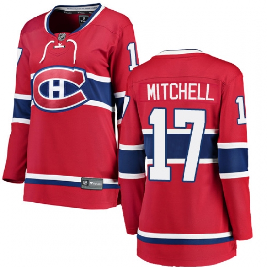 Women's Montreal Canadiens #17 Torrey Mitchell Authentic Red Home Fanatics Branded Breakaway NHL Jersey - Ujersey