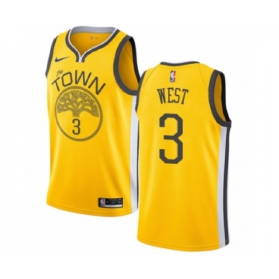 Women's Nike Golden State Warriors #3 David West Yellow Swingman Jersey - Earned Edition - Ujersey