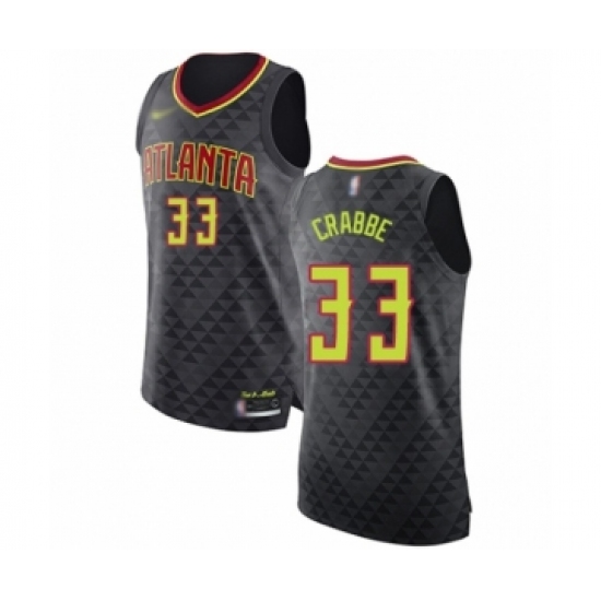 Men's Atlanta Hawks #33 Allen Crabbe Authentic Black Basketball Jersey - Icon Edition - Ujersey