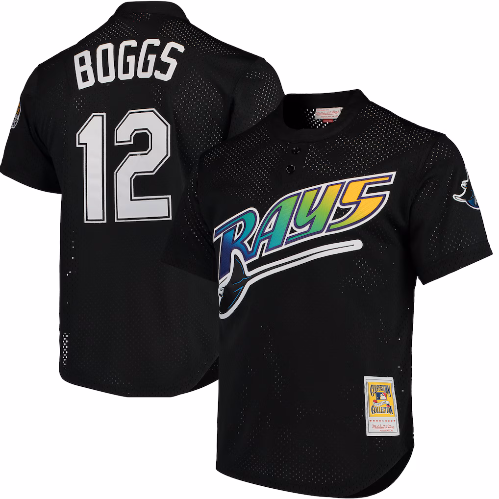 Men's Tampa Bay Rays Wade Boggs Mitchell & Ness Black Authentic Batting Practice Jersey - Ujersey