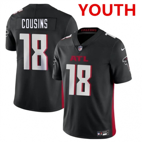 Youth Atlanta Falcons #18 Kirk Cousins Black Vapor Untouchable Limited Stitched Jerseys - Ujersey