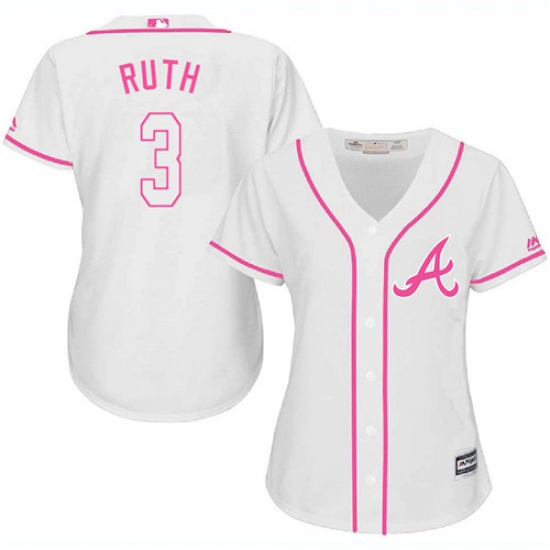 Women's Majestic Atlanta Braves #3 Babe Ruth Authentic White Fashion Cool Base MLB Jersey - Ujersey