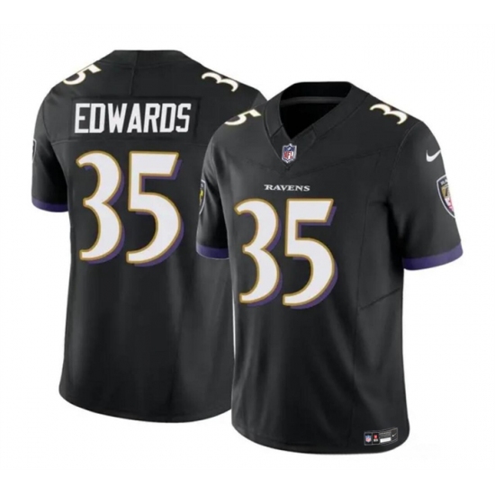 Men's Baltimore Ravens #35 Gus Edwards Black 2023 F.U.S.E. Vapor Limited Football Stitched Jersey - Ujersey