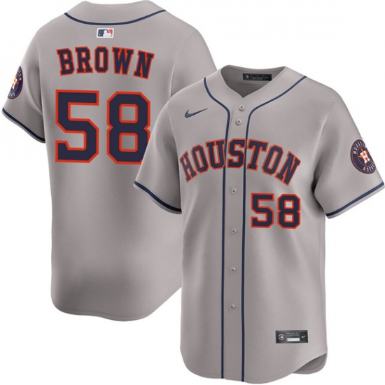 Men's Houston Astros #58 Hunter Brown Gray 2025 Limited Stitched Baseball Jersey - Ujersey