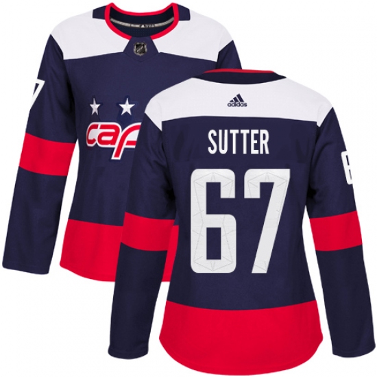 Women's Adidas Washington Capitals #67 Riley Sutter Authentic Navy Blue 2018 Stadium Series NHL Jersey - Ujersey