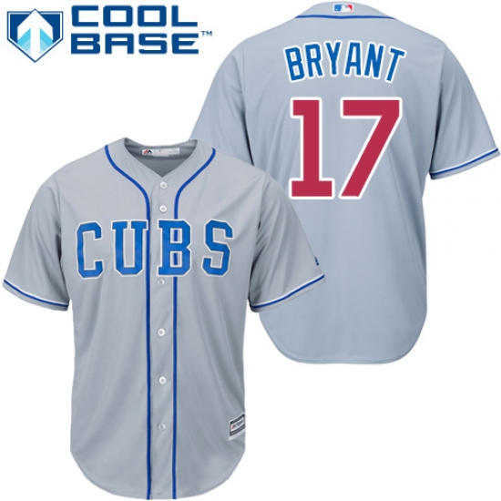 Women's Majestic Chicago Cubs #17 Kris Bryant Authentic Grey Alternate Road MLB Jersey - Ujersey