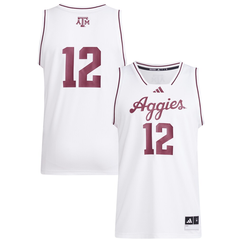 Men's adidas #12 White Texas A&M Aggies Replica Swingman Jersey - ujerseystore
