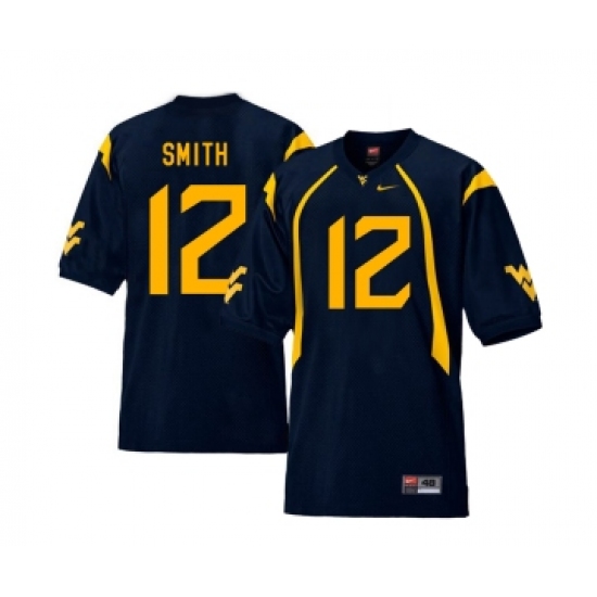 West Virginia Mountaineers 12 Geno Smith Navy College Football Jersey - Ujersey