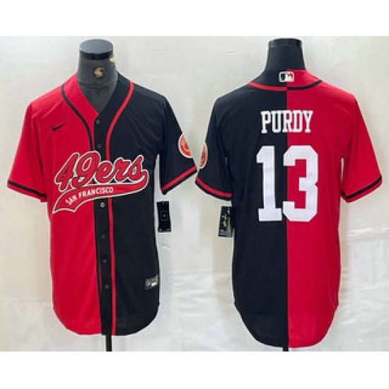 Men's San Francisco 49ers #13 Brock Purdy Red Black Two Tone Cool Base Stitched Baseball Jersey - Ujersey
