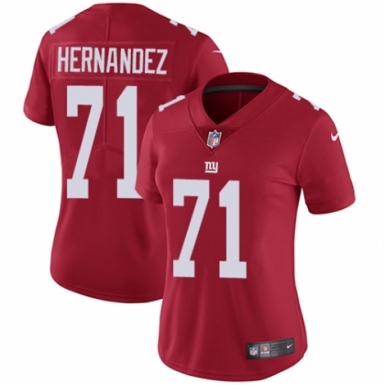 Women's Nike New York Giants #71 Will Hernandez Red Alternate Vapor Untouchable Elite Player NFL Jersey - Ujersey