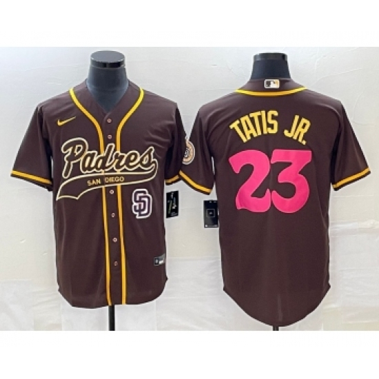 Men's San Diego Padres #23 Fernando Tatis Jr Brown NEW 2023 City Connect Cool Base Stitched Jersey 1 - Ujersey