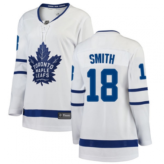 Women's Toronto Maple Leafs #18 Ben Smith Authentic White Away Fanatics Branded Breakaway NHL Jersey - Ujersey