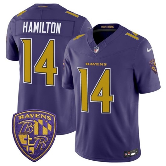 Men's Baltimore Ravens #14 Kyle Hamilton Purple 2026 F.U.S.E. Alternate Vapor Limited Football Stitched Jersey - Ujersey