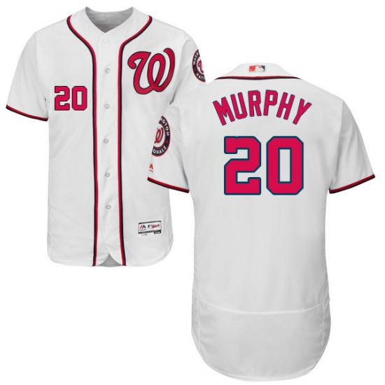 Men's Majestic Washington Nationals #20 Daniel Murphy White Home Flex Base Authentic Collection MLB Jersey - Ujersey